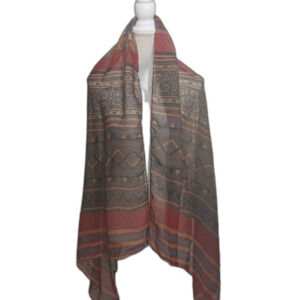 Gift Scarf Tribal Multi Color Pattern.  Measurements 62" Long X 31" Wide